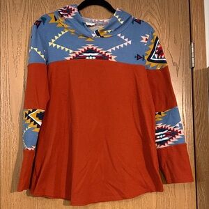 Lovely Melody Blue and Orange Geometric Sweatshirt